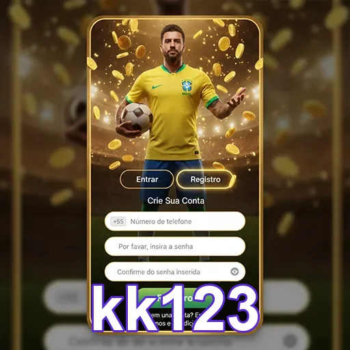 Interface do aplicativo cassino kk123 em um smartphone